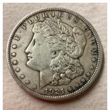 1921 Morgan silver dollar