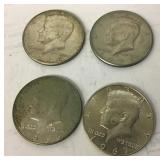 4 Kennedy clad half dollars 1966, 1967, 1971