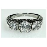 Sterling silver ring with 3 clear stones