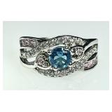 Sterling silver ring with blue and pink stones