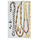 3 gemstone necklaces and earrings