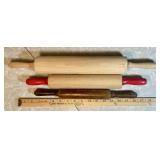 3 vintage wooden rolling pins