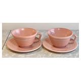 Hazel Atlas pink Moderntone cups & saucers