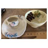 Studio pottery and hand painted bowl