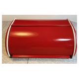Retro look red and white metal breadbox