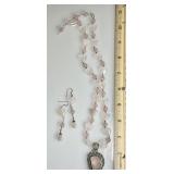 Sterling silver rose quartz necklace & earrings