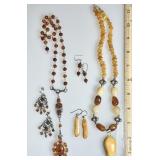 2 sterling amber necklaces and earrings