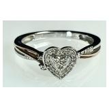 Sterling silver diamond heart ring
