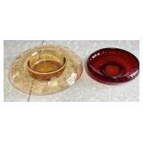 Ruby glass bowl & Depression glass console bowl