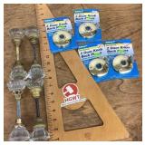 4 glass door knobs and knob plates