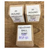 Three 7.62 x 51mm ammo boxes