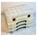 5 plastic compartmentalized utility boxes