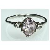 Sterling silver ring with pink stone