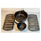 4 pieces of cast iron cookware