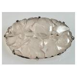 Carved pink quartz brooch