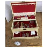 Vintage jewelry box plus contents