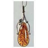 Sterling amber Art Nouveau style necklace
