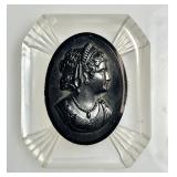 Vintage carved lucite brooch with cameo