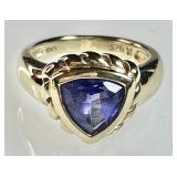 Gold over sterling ring with purple stone