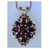 Sterling silver garnet necklace