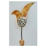 Vintage early plastic hatpin with rhinestones