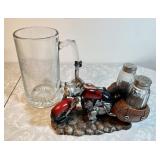 Motorcycle novelty salt & pepper and Harley mug