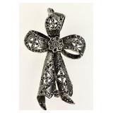 Sterling marcasite bow brooch