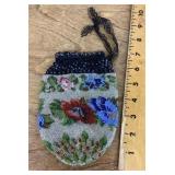 Vintage beaded drawstring purse