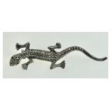 Sterling marcasite salamander brooch