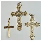 3 gold filled cross pendants