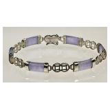 Sterling and purple jade bracelet