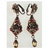 Miriam Haskell copper dangle clip earrings