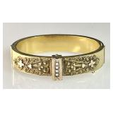 Gold filled Victorian bracelet with seed pearls