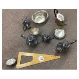 Lot of silverplate serving pieces and tea service