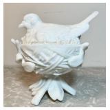 Westmoreland milk glass bird on nest candy dish