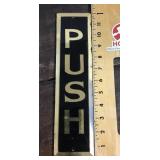 Early reverse painted glass PUSH door sign