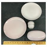 Russel Wright plates, salt & pepper, & butter dish