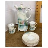 RS Prussia chocolate pot, 2 cups, 4 saucers