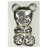 Large sterling silver teddy bear brooch