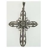 Sterling silver marcasite cross pendant
