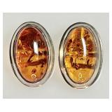 Sterling silver amber clip earrings