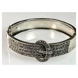 Sterling silver marcasite buckle bracelet
