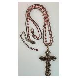 Miriam Haskell copper cross necklace