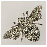 Sterling marcasite fly brooch