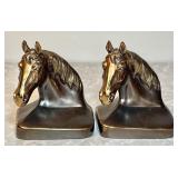 Bronzed cast metal horse head bookends