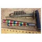 Vintage toys --tin litho horn, bugle, telescope