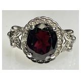 Sterling silver ring with red stone