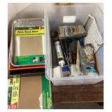 Tote with sandpaper, steel wool, etc.