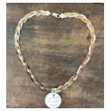 Sterling silver tri-color braided bracelet