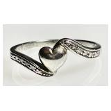 Sterling and diamond heart ring